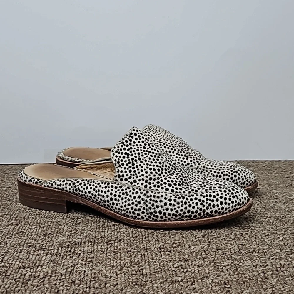 Madewell Polka Dotted Cow Hair Mules Slipons sz 5 1/2 Women's - Picture 1 of 6